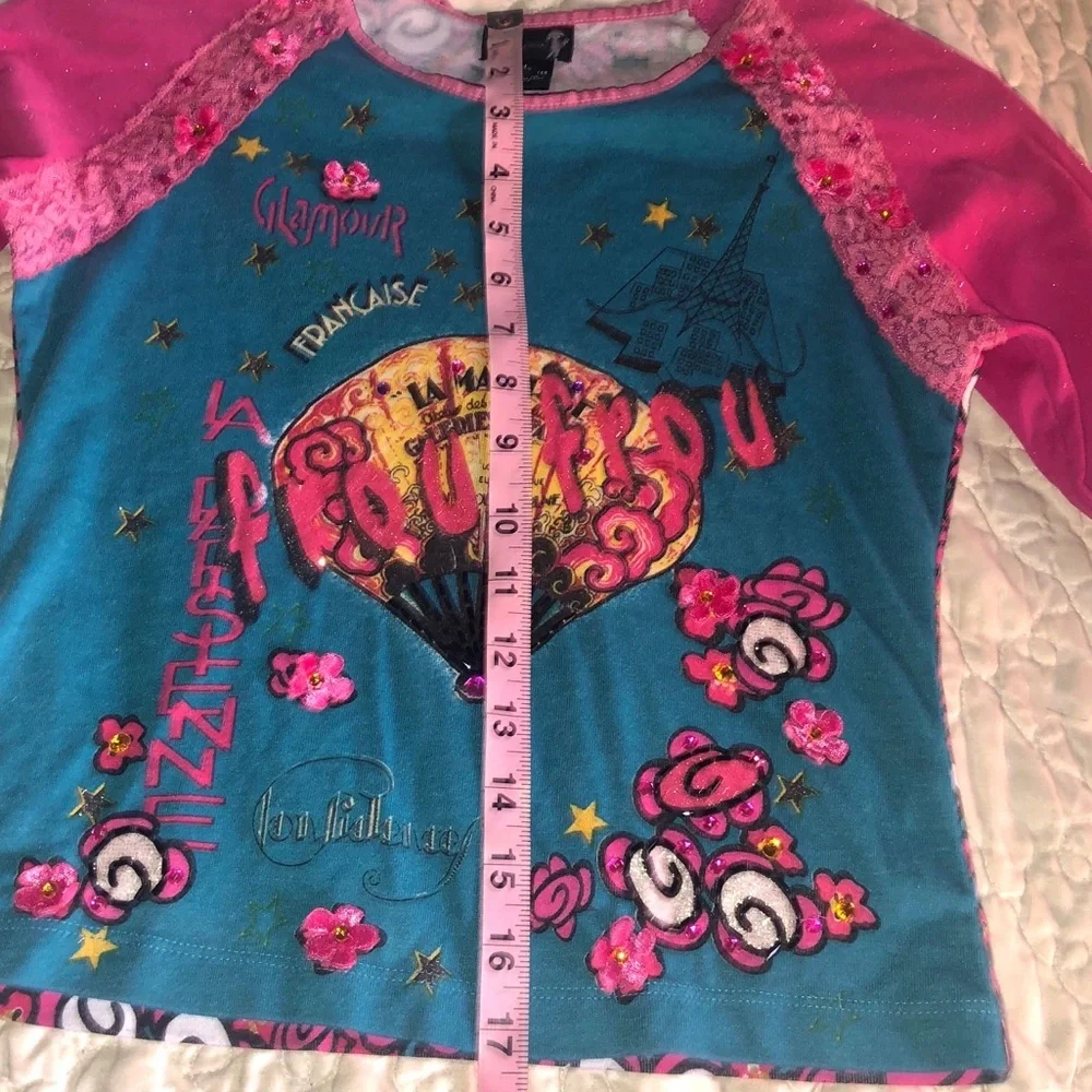 JANEDOE PARIS KIDS GIRLS GLITTER & LACE TOP 10/12